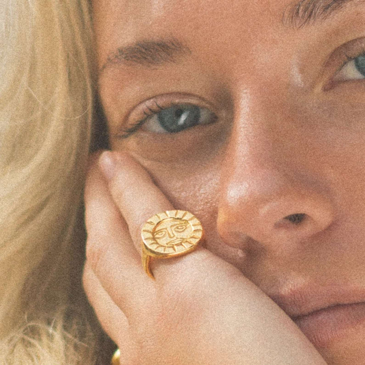recycled gold sun ring // pinky ring