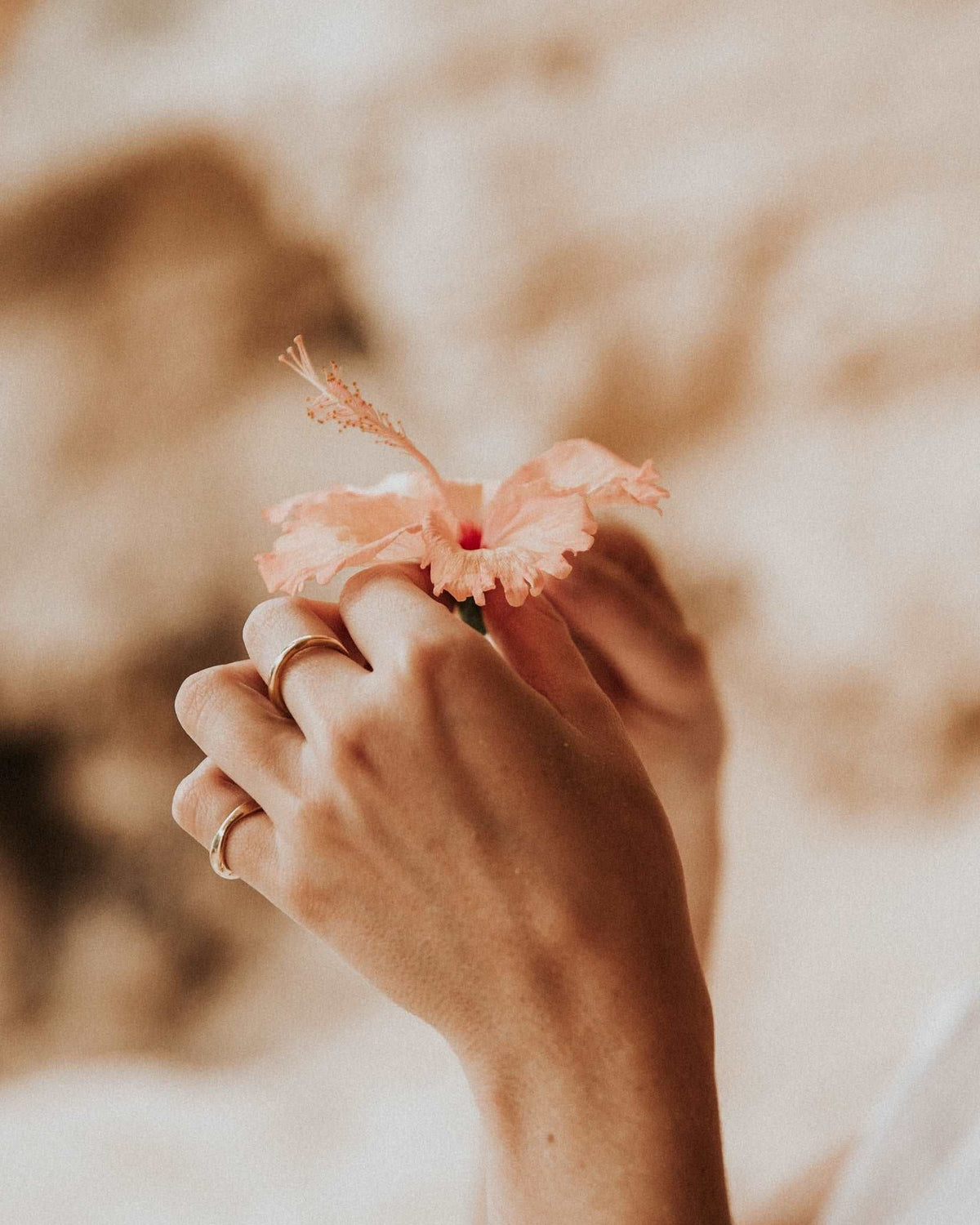 gold rings and flowers.