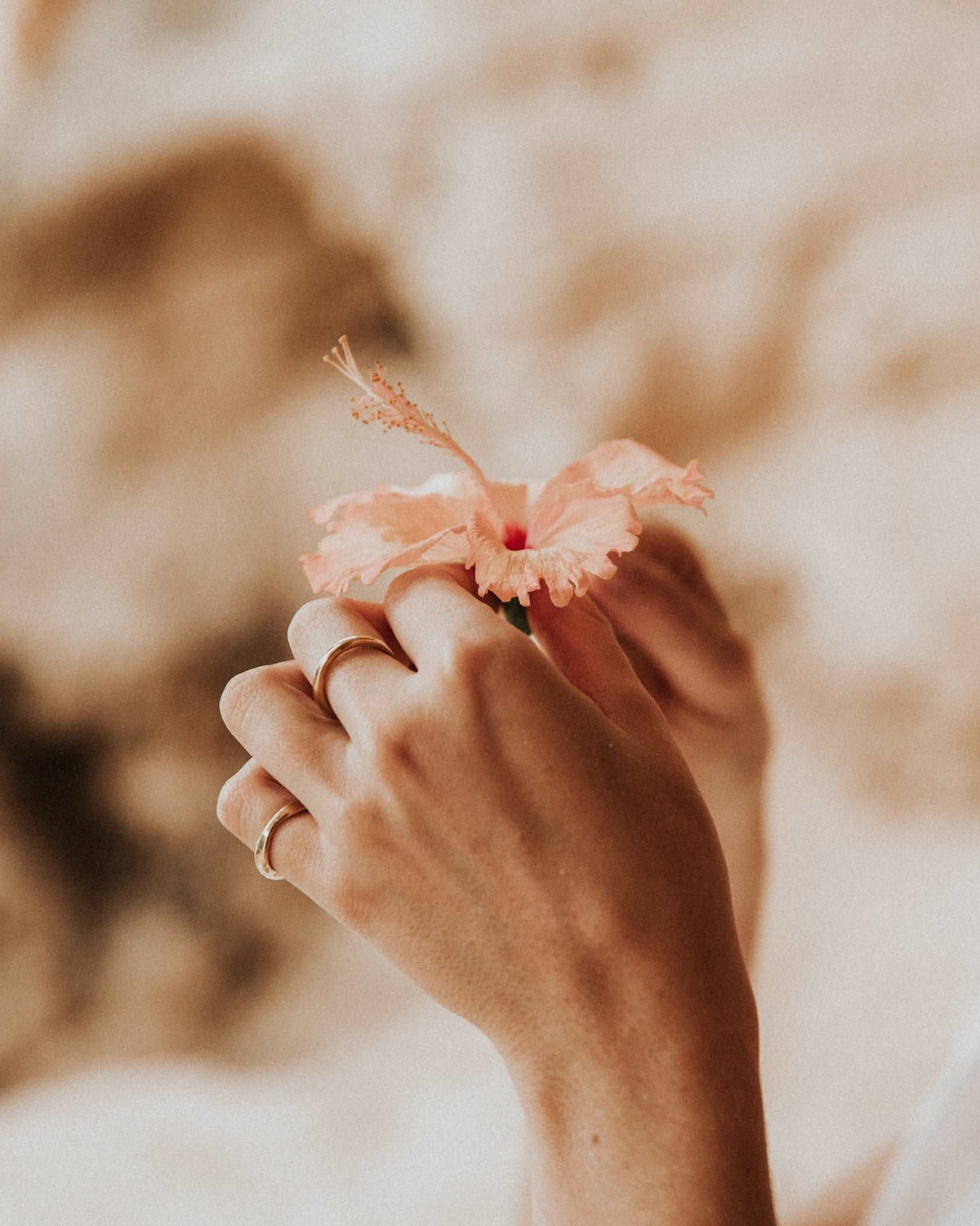 gold rings and flowers.