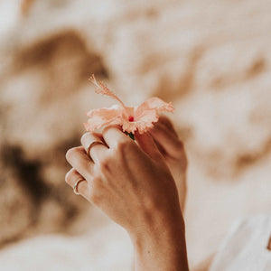 gold rings and flowers.