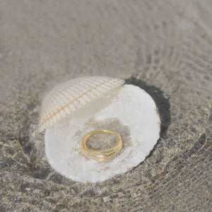 recycled gold ring in seashell